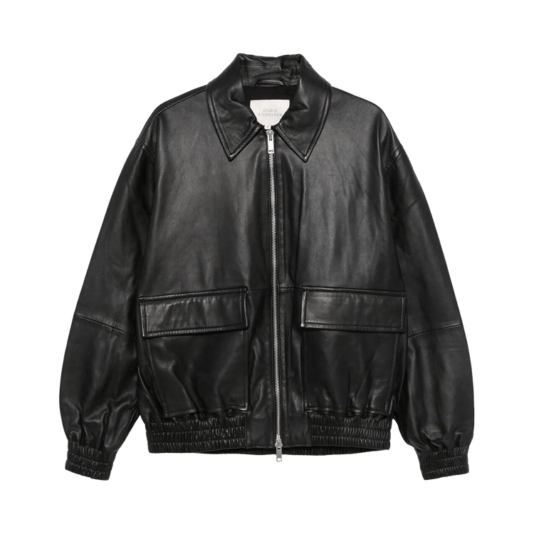 Studio Nicholson Leather Bomber Jacket "Black"