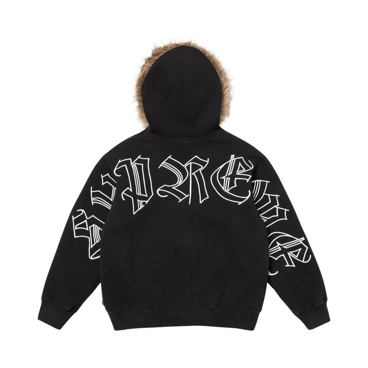 Supreme Faux Fur Zip Up Hooded Sweatshirt "Black"