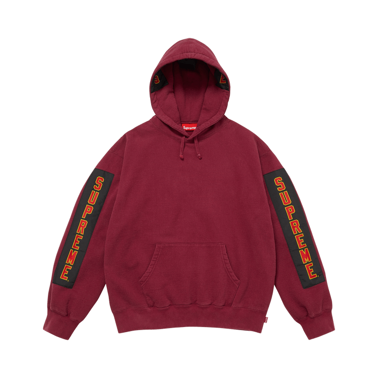 Supreme Woven Patches Hooded Sweatshirt "Cardinal"