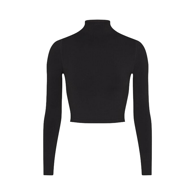 NikeSKIMS Vintage Seamless Mock Neck Crop Top "Obsidian"