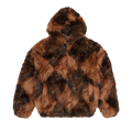 Corteiz Diamond Hooded Fur Jacket "Brown"