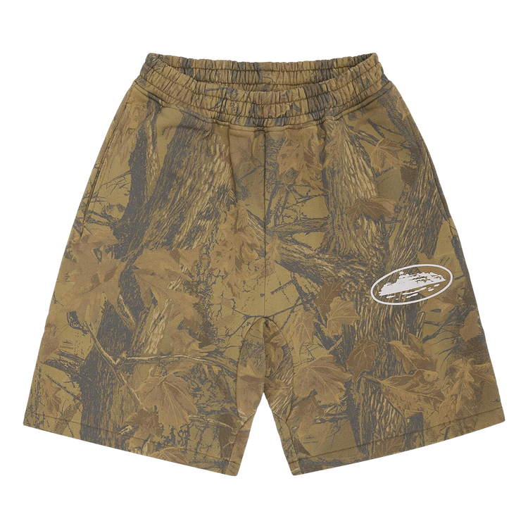 Corteiz Island Puff Print Sweatshort "Forest Camo"