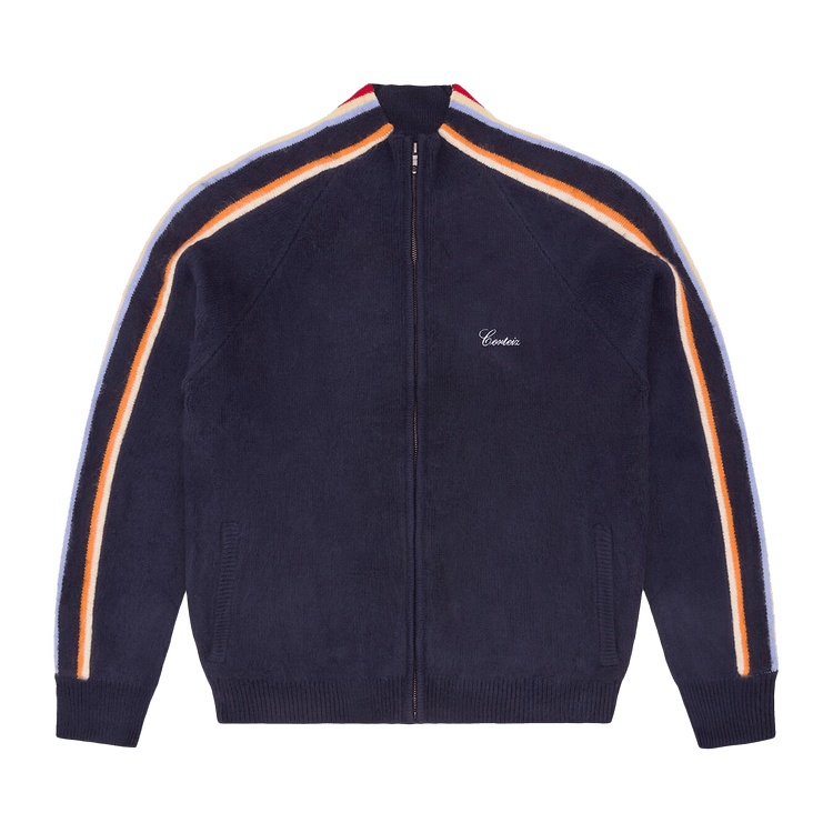 Corteiz Multi Stripe Knit Zip Up "Navy"