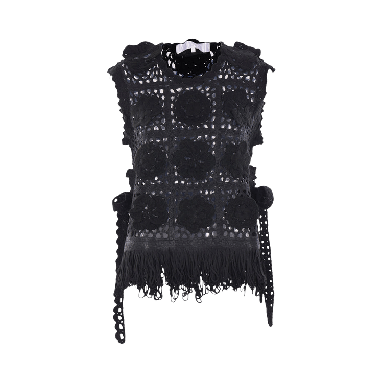 Tao Comme des Garçons Crocheted-Fringed Vest "Black"