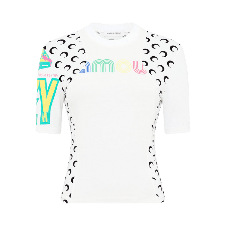 Marine Serre Regenerated Graphic Jersey Baby Fit T-Shirt "White Aom Optical White"