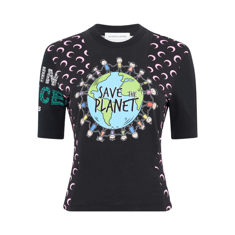 Marine Serre Regenerated Graphic Jersey Baby Fit T-Shirt "Black/Pink"