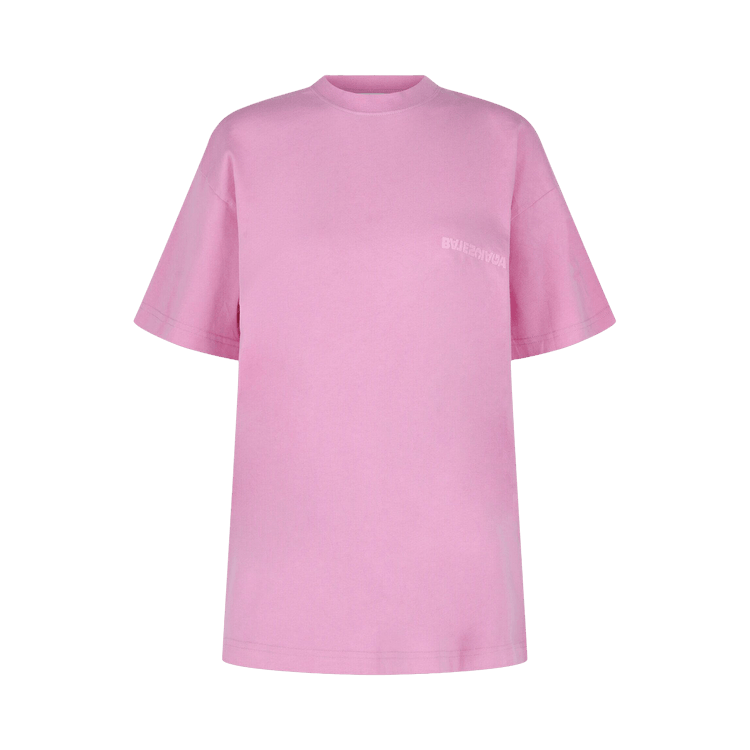 Balenciaga Upside Down Embroidered Logo T-Shirt "Pink"