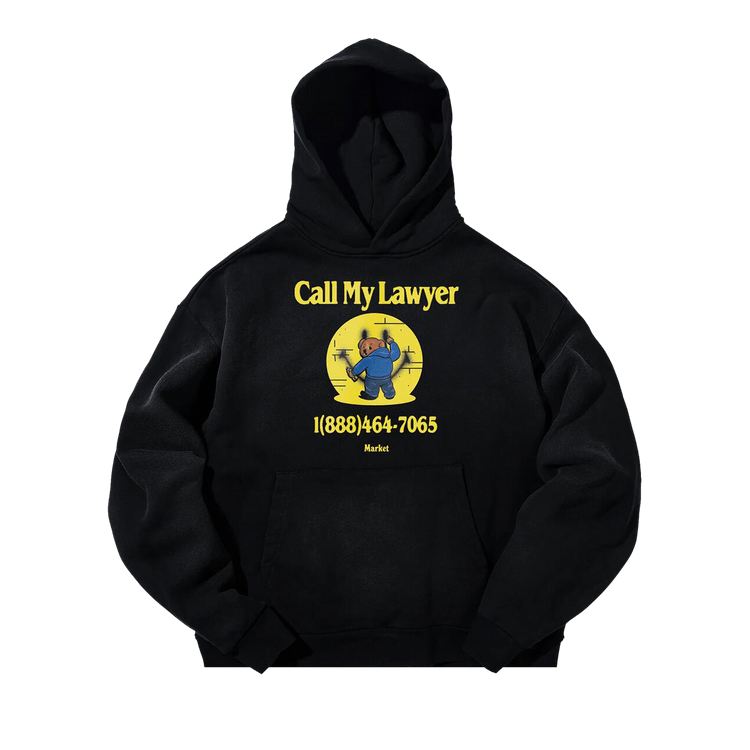 Market Smiley Call My Lawyer Bear Hoodie "Black"