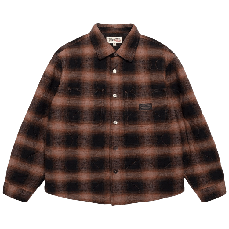 Stussy Quilted Plaid Shirt Jacket "Brown"