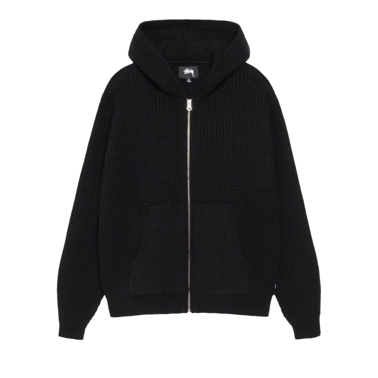 Stussy Waffle Cashmere Zip Hoodie "Black"