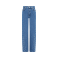Marine Serre Moon Laser Blue Wash Denim High Waist Flare Jeans "Light Blue"