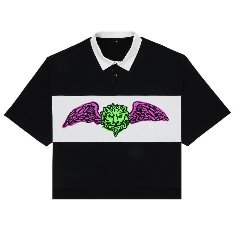 GOAT Embroidered Winged Lion Rugby Black/White