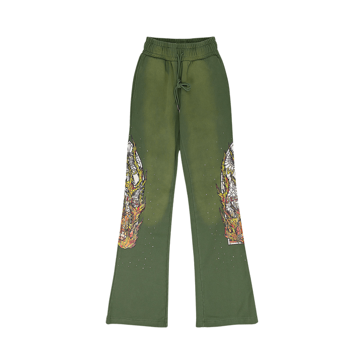 Who Decides War Flame Glass Sweatpants "Green"