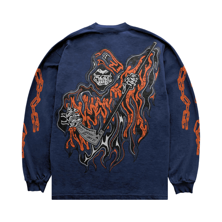 Warren Lotas Chain Reaper Long Sleeve T-Shirt "Navy"