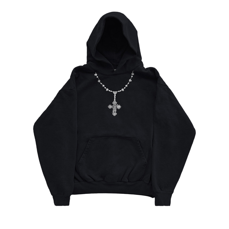 Warren Lotas Embroidered Cross Hoodie "Black"