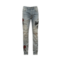 Amiri Floral Sequin Repaired Slim Jean "Antique Indigo"