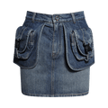 Coperni Pocket Basque Denim Mini Skirt "Vintage Blue"