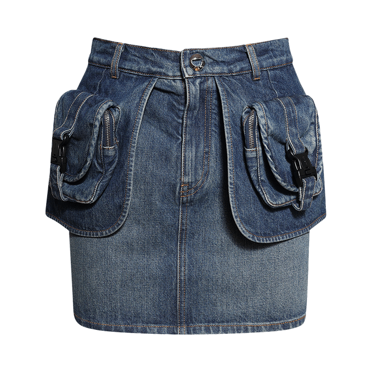 Coperni Pocket Basque Denim Mini Skirt "Vintage Blue"