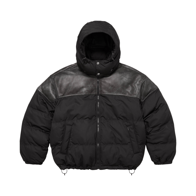 Supreme Leather Yoke Puffer Jacket "Black"
