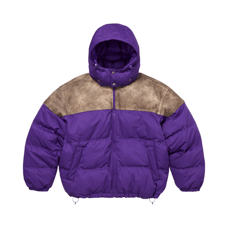 Supreme Leather Yoke Puffer Jacket "Purple"