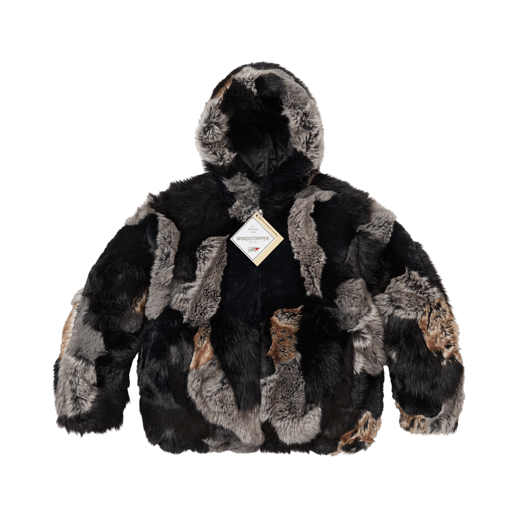 Supreme Patchwork Windstopper Hooded Faux Fur Jacket "Black"