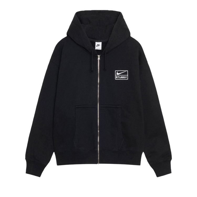 Stussy x Nike Stone Washed Fleece Zip Hoodie "Black"