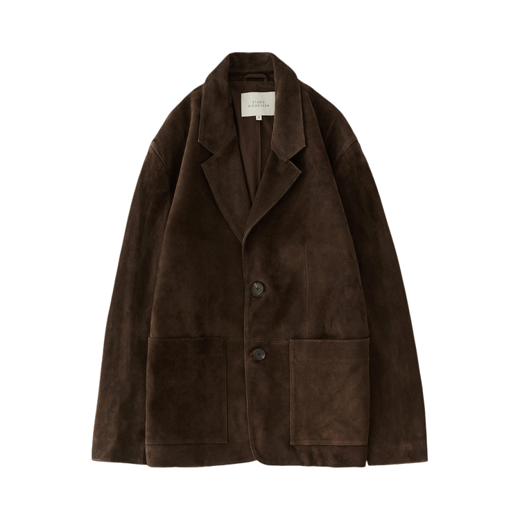 Studio Nicholson Men Espresso Tiko Suede Blazer Jacket "Brown"