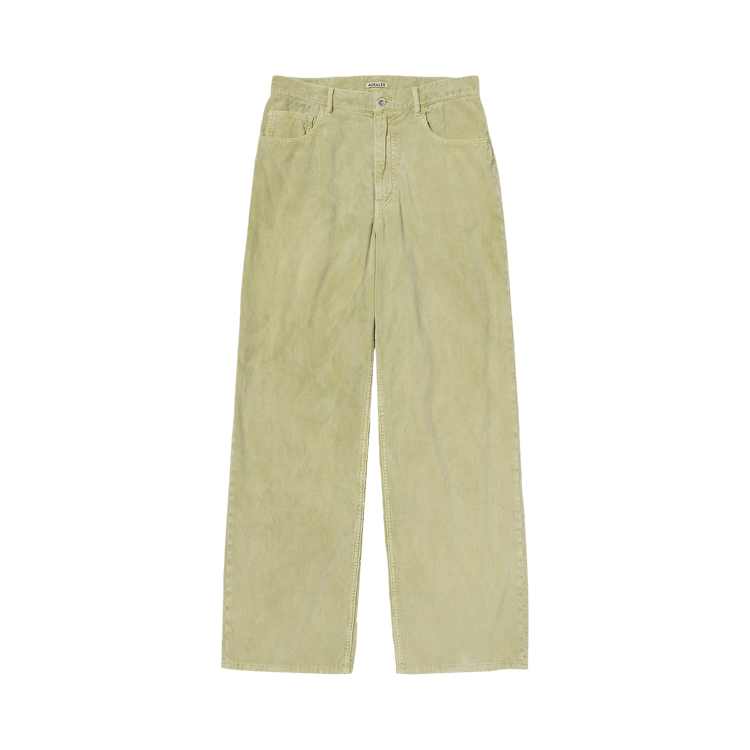 Auralee Pigment Dyed Finx Corduroy Wide 5P Pants "Dusty Lime"
