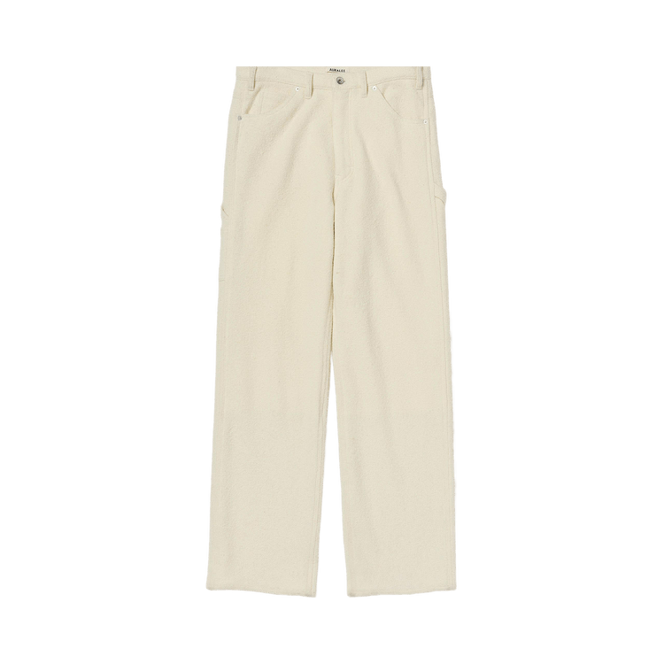Auralee Homespun Tweed Painter Pants "Ivory White"