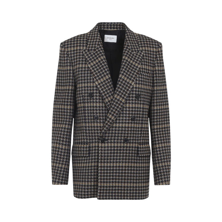 Saint Laurent Veste Lainage Carreaux "Multicolor"