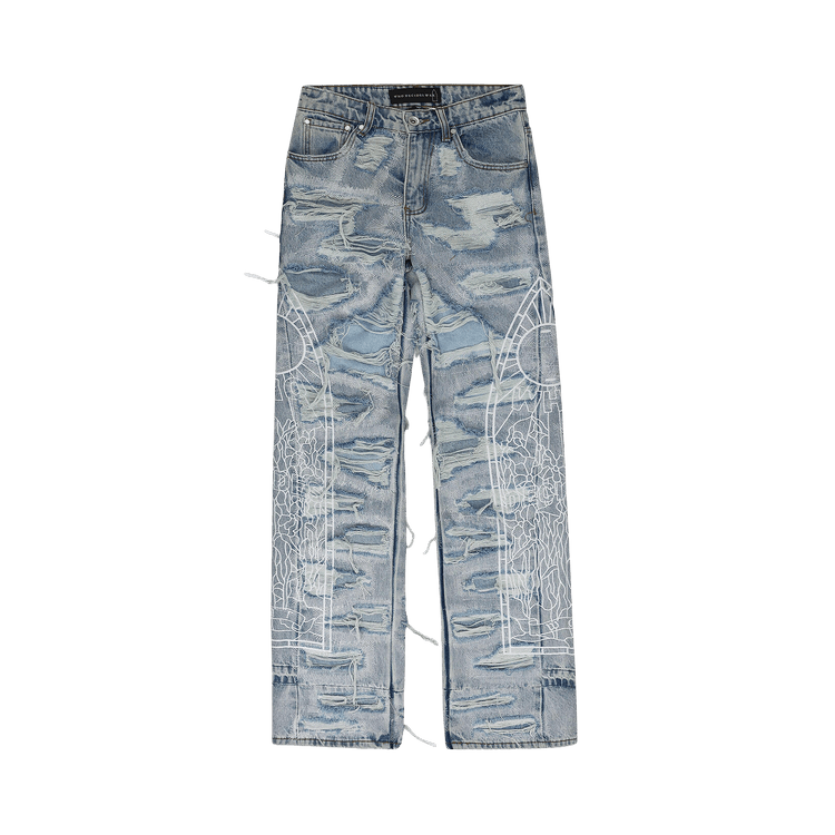 Who Decides War Distressed Straight Fit Jeans "Blue"