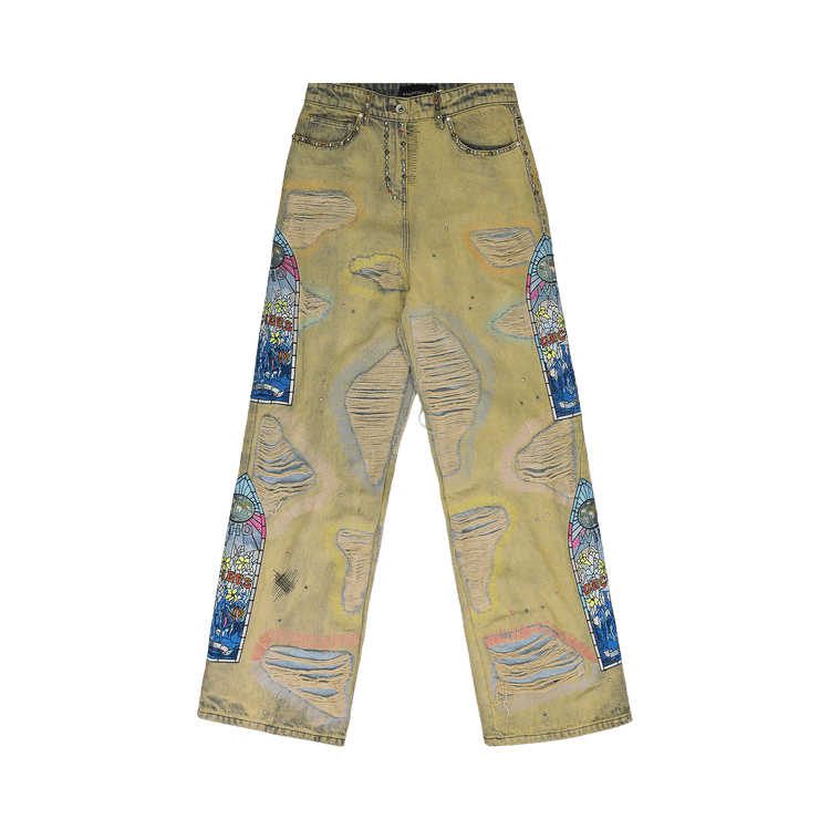 Who Decides War Embroidered Relaxed Fit Jeans "Multicolor"