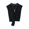 Alexander Wang Sleeveless Deep V-Neck Top W/ Draped Front "Black"