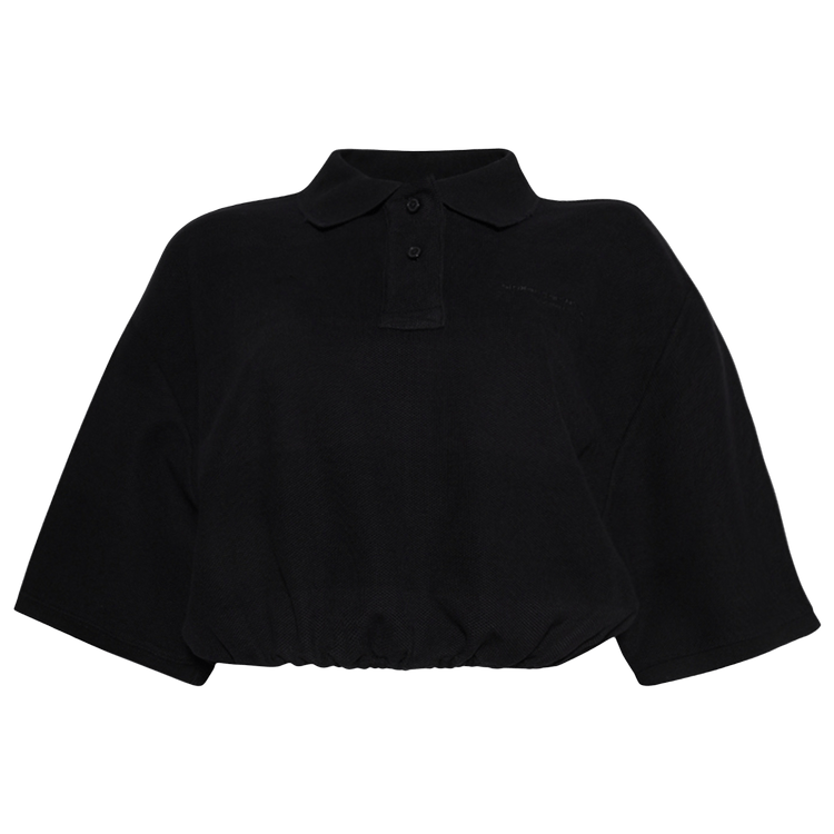 Alexander Wang Deconstructed Polo Shirt "Black Overdyed Stripe"