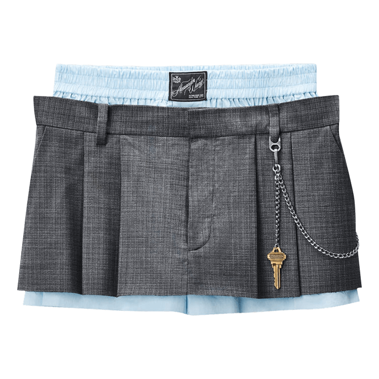 Alexander Wang Pre-Styled Pleated Skort W/ Chain "Grey Melange/Oxford Blue"