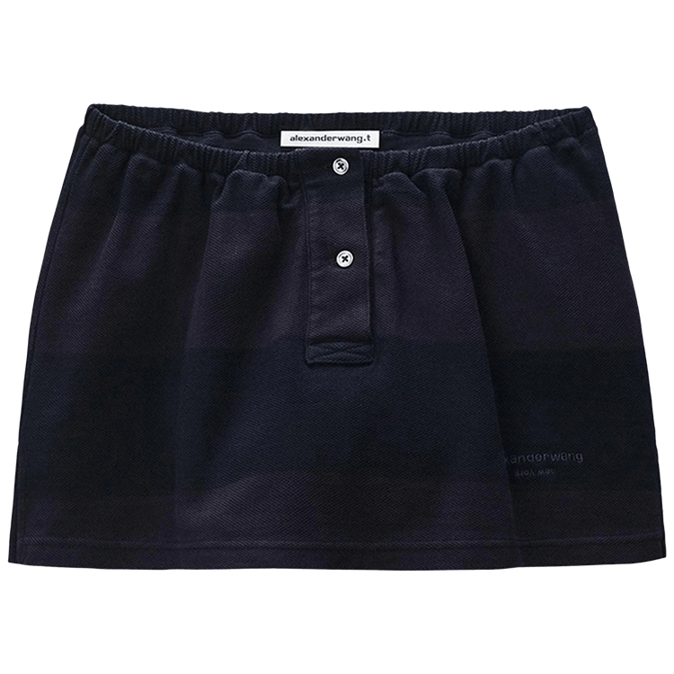 Alexander Wang Mini Deconstructed Polo Skort "Black Overdyed Stripe"