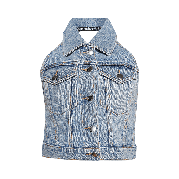 Alexander Wang Stretch Denim Halter Top "Vintage Bleach Blue"