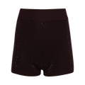 David Koma Rhinestone Embroidered Cashmere Blend Wool Shorts "Burgundy"
