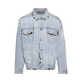 Alexander Wang Distressed Oversized Trucker Jacket W/ Hardware "Light Powder Blue"