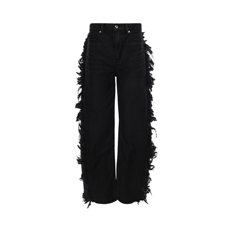 Alexander Wang Float Jean W/ Uneven Side Seam Fray "Faded Black"