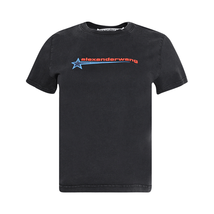 Alexander Wang Shrunken T-Shirt W/ Graphic "Washed Black"