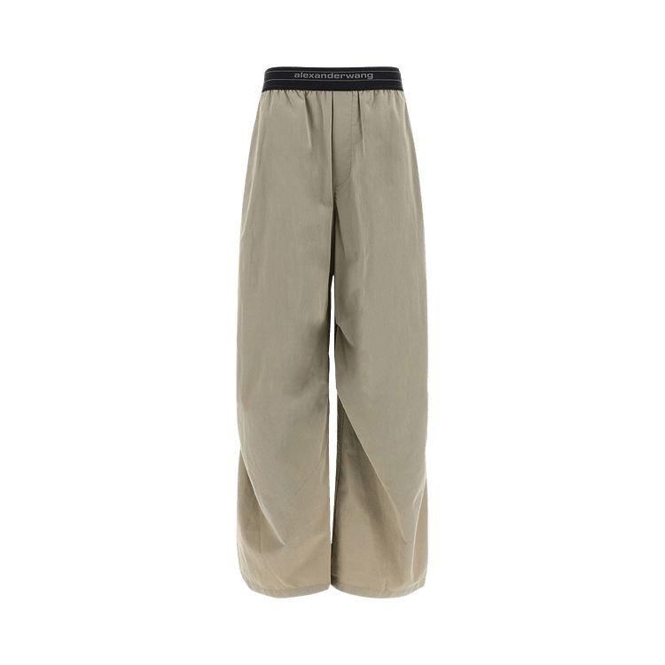 Alexander Wang Mid Rise Pleated Knee Pant W/ Logo Elastic "Stone"