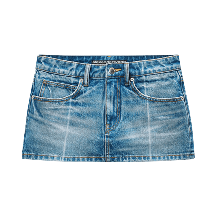 Alexander Wang Skort W/ Faded Fold Lines "Vintage Marbled Blue"