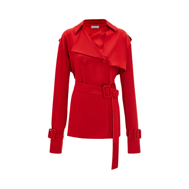 Ferragamo Mini Satin Trench Coat "New Red"