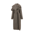 Ferragamo Wool Cotton Herringbone Coat "Expresso/White Sand"