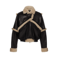 Magda Butrym Leather Jacket "Navy"