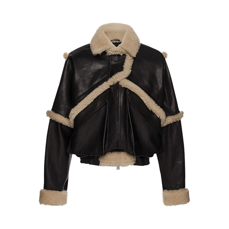 Magda Butrym Leather Jacket "Navy"