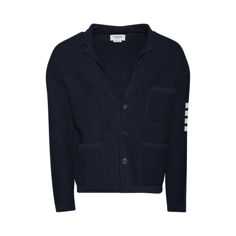 Thom Browne Textured Stitch Cardigan Jacket "Dark Blue"