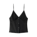 Alexander Wang Snap Front Cami W/ Lace Trim "Black"