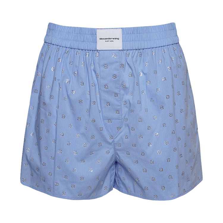 Alexander Wang Boxer Short With Allover A Hotfix "Light Blue/White"
